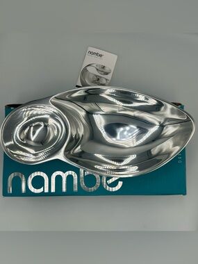 Nambe Portables Silver Alloy Sculptural Portables Serving Tray 15” NIB